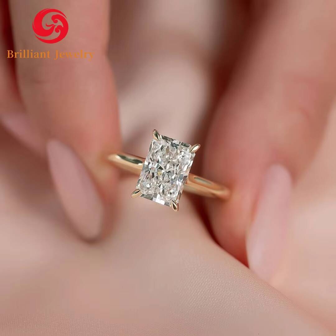 Fashion Luxury GRA Certified VVS D Radiant Cut 3CT Moissanite Wedding Engagement Ring 14K 18K Solid Gold Ring for Women Men