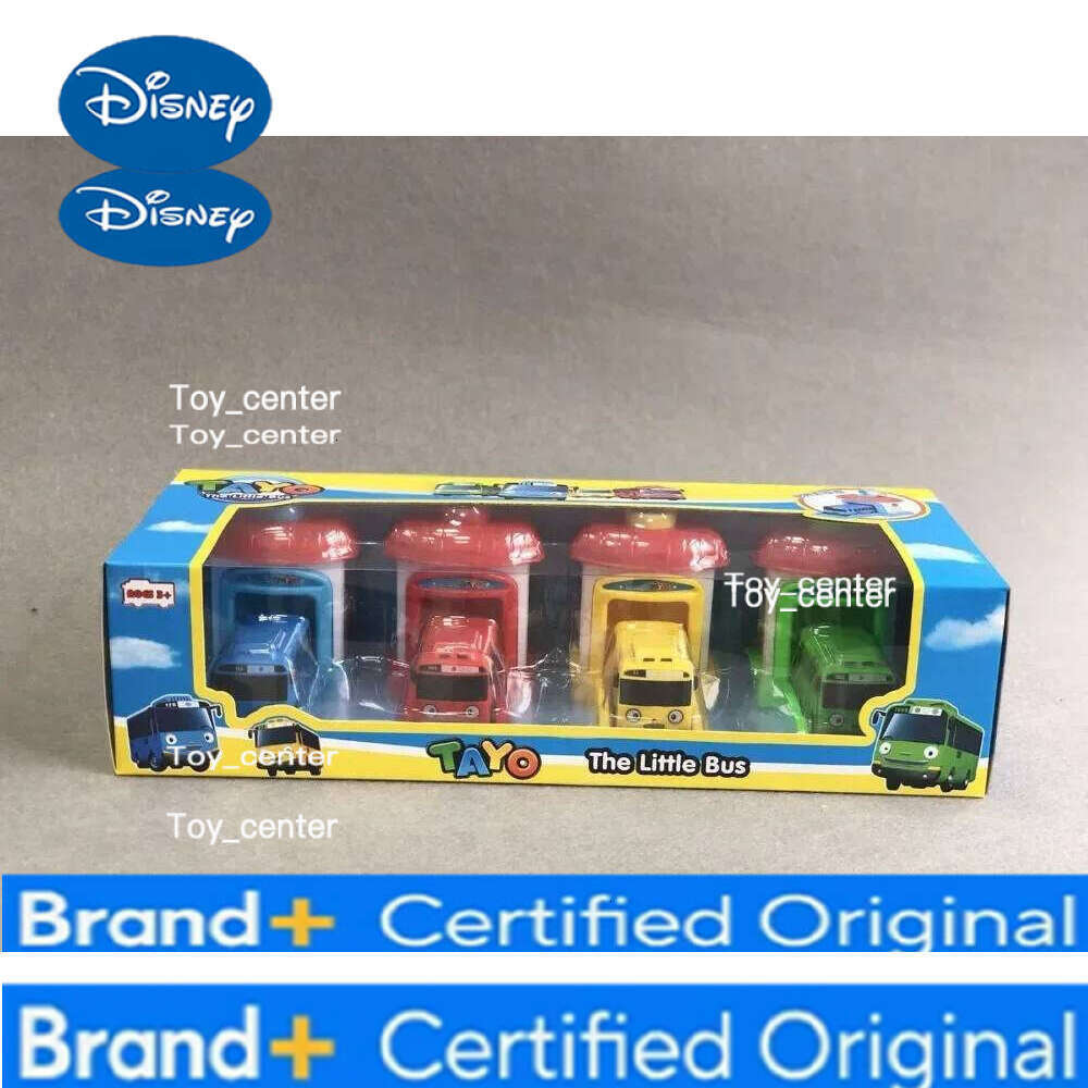 Disney 4pcs/set Scale model Tayo the little bus children miniature baby oyuncak garage tayo Ejection impact car vehicle H260113
