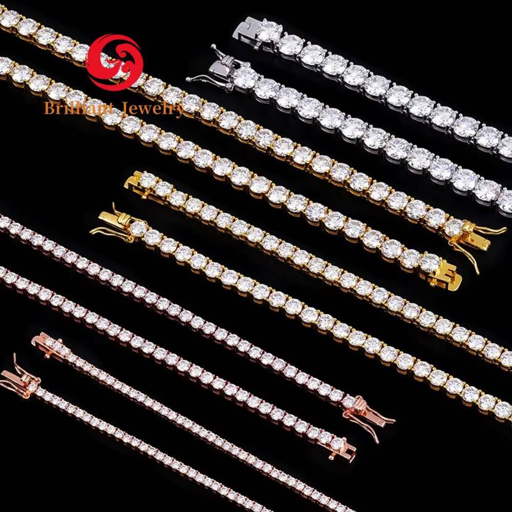 High Quality 925 Silver VVS Moissanite Tennis Chain Necklaces Bracelet GRA Certified Hip Hop Tennis Moissanite Necklaces