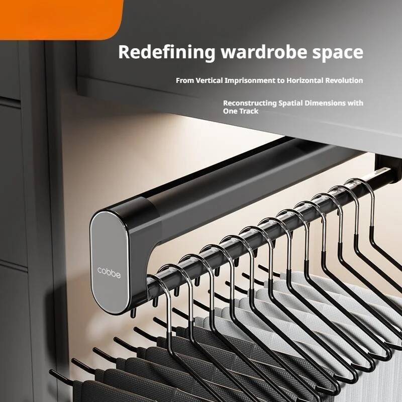 Retractable Closet Pull Out Wardrobe Trousers Clothes Hanger Top-mounted Damping Slide Rail Valet Rod Pull-out Rack ddmysept