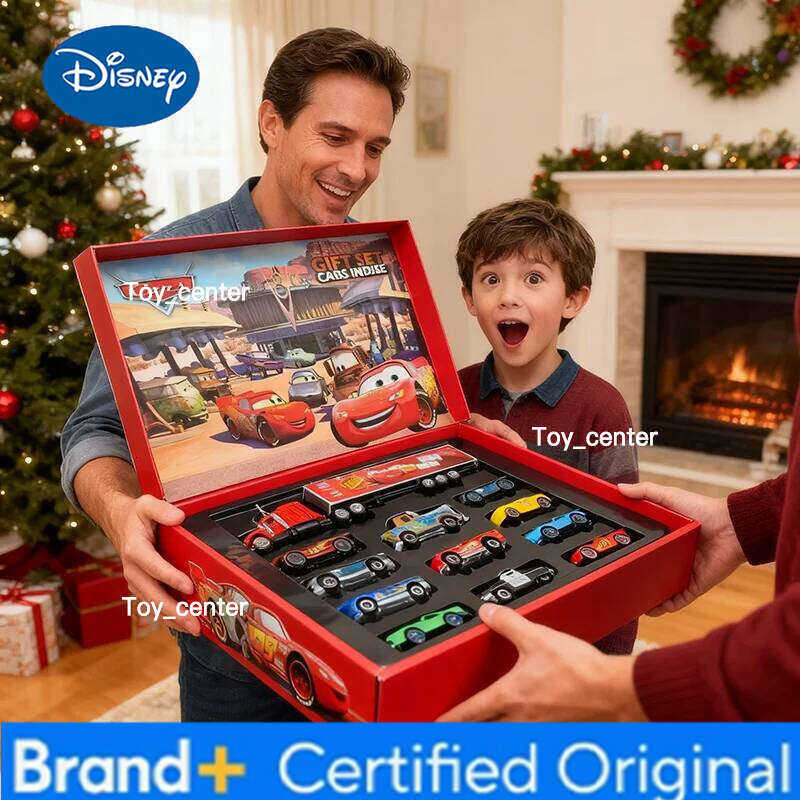 Disney Pixar Cars McQueen Mater Mack Uncle Truck Alloy Diecast 1:55 Model Radiator Springs Town 12 Pcs Car Boxes Gift H260113
