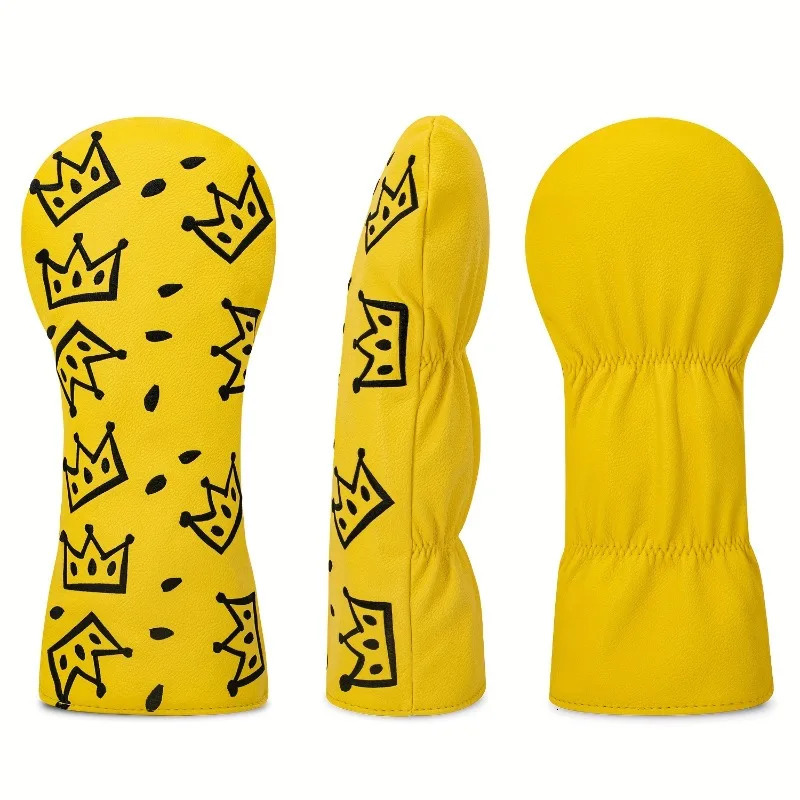 Cheese Crown Golf Club Head Cover - Bright Yellow with Black White Swiss Cheese Crown 260112