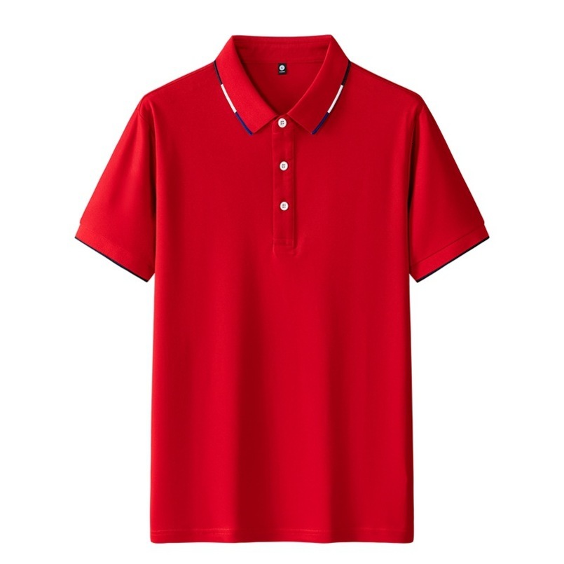 Ice Silk Men's Summer Trend Solid Color Cultural Top Business Short Sleeve T-Shirt Polo Shirt Workwear
