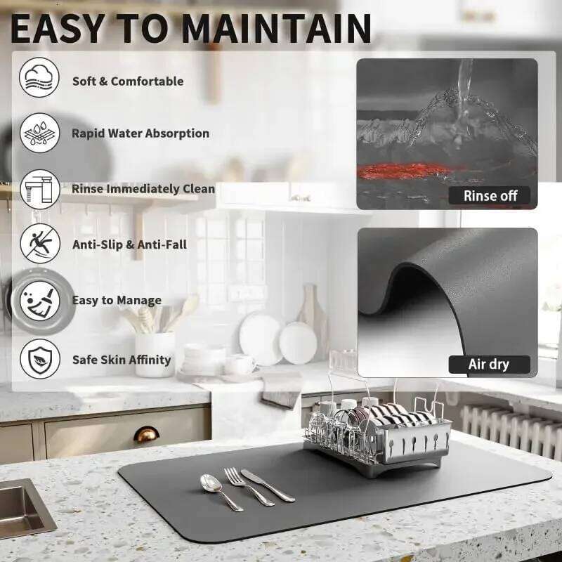 Kitchen Drip Mat Checkerboard Pattern with Non-Slip Rubber Base Anti-Dirt for Domestic Use at Coffee Machine Sink Countertop in Living Room Bedroom