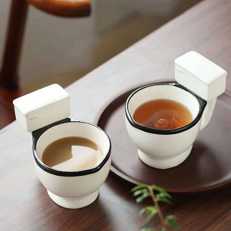 300ml Creative Quirky Novel and Interesting Gift Toilet Ceramic with Handle Coffee Tea Milk Ice Cream Cup