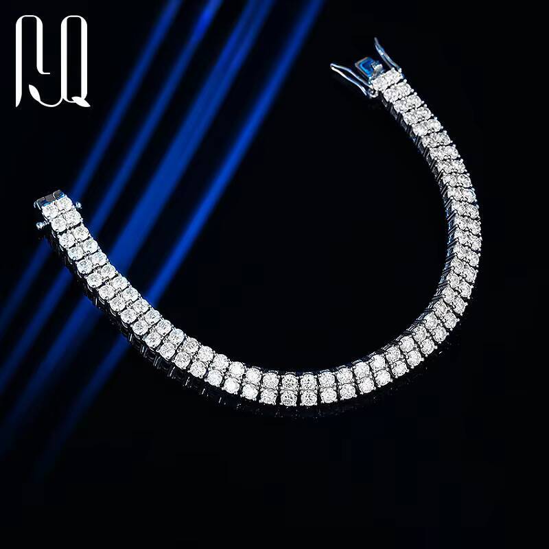 PYQ 6mm01ct 2 925 Sterling Silver Tennis Bracelet Moissanite Tennis Chains Double Layer Iced Out Tennis Bracelet