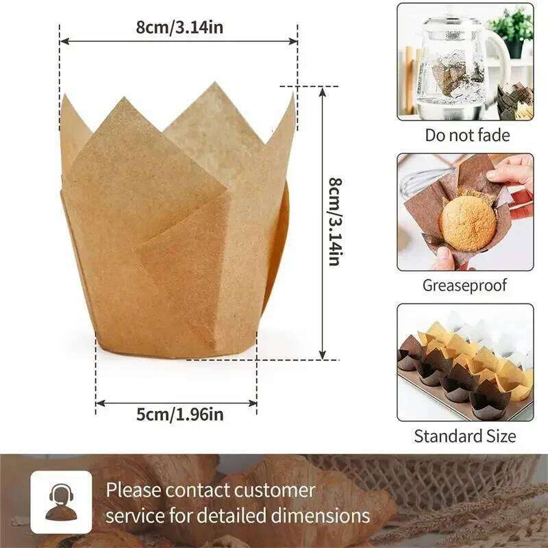 Kitchenware Food Grade Oilproof Cupcake Liners, 100pcs Mini Paper Baking Cups for Muffin Chocolate Holiday Party in Dining Room & Living Room