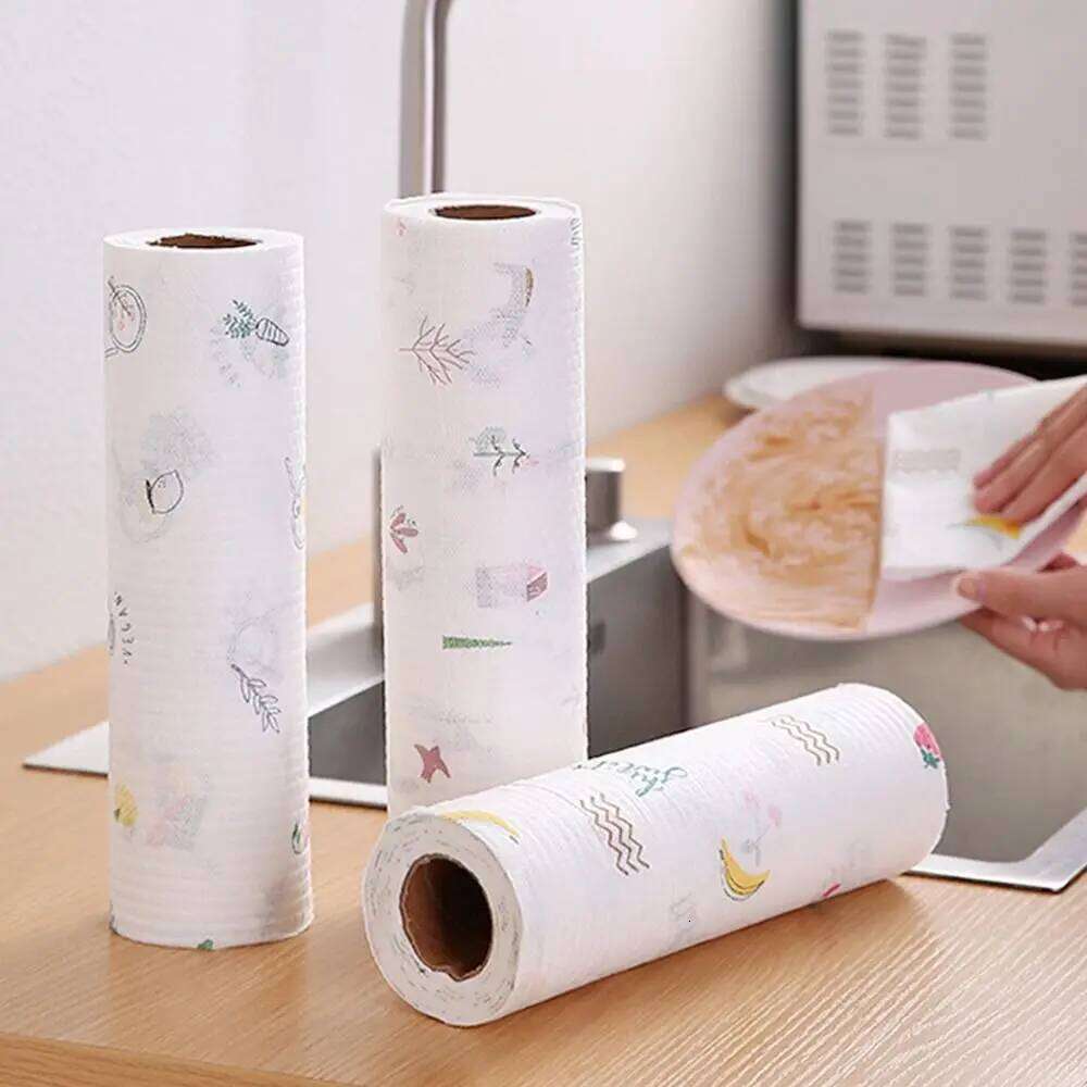 30/50/100/200pcs Thickened Non-woven Kitchen Cleaner Wipes Absorbent Towel Disposable Rags Dish Paper Water Oil Absorbing 26Y0113