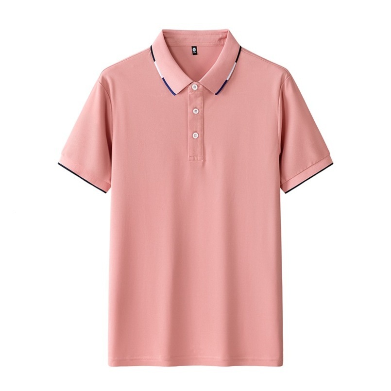 Ice Silk Men's Summer Trend Solid Color Cultural Top Business Short Sleeve T-Shirt Polo Shirt Workwear