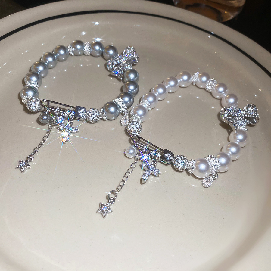 Zircon Bowknot Cross Pearl Light Luxury High-end Feel Bracelet Small Niche Temperament Versatile Jewelry for Women - view 6