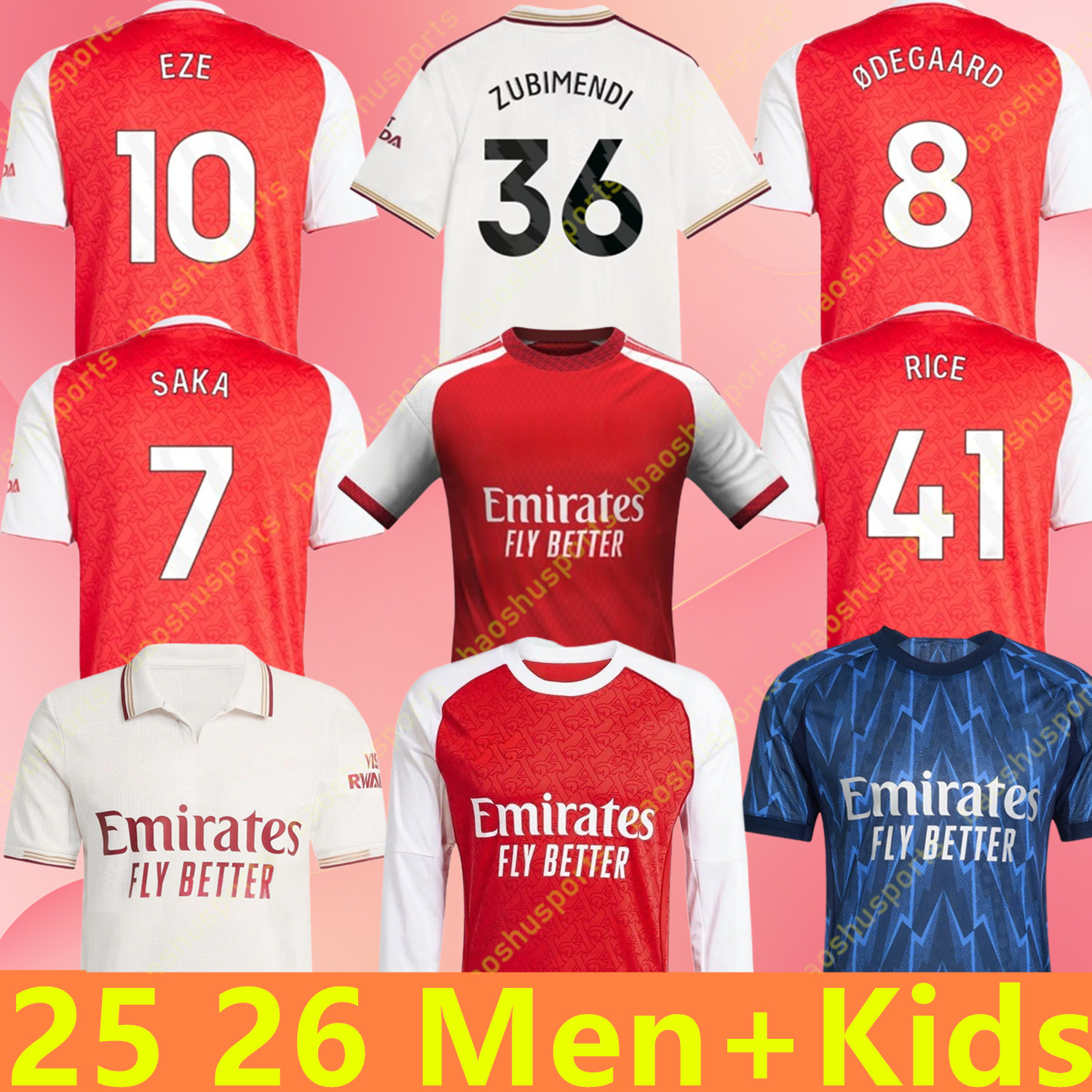 25 26 27 SAKA ARsen soccer jerseys RICE ODEGAARD ZUBIMENDI Fans Player version EZE MARTINELLI 2025 2026 2027 SALIBA GYOKERES HAVERTZ football kits shirt Men Kids sets