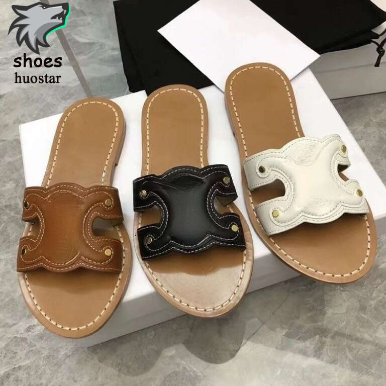 Designer shoes luxury slippers High quality Flat Slippers Summer New Large Size Outdoor Beach One-Strap Sandals for Women
