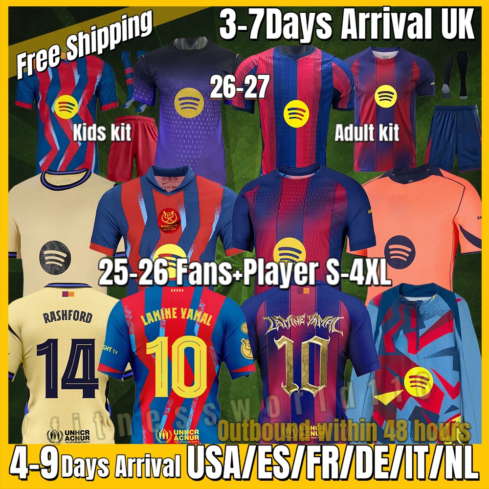 xxxl 4xl Barcelona 2025 2026 27 LAMINE YAMAL Spanish League football jersey kids kit 25 26 RAPHINHA Futdol Club LEWANDOWSKI PEDRI GAVI Football Shirt Version Men S-4XL
