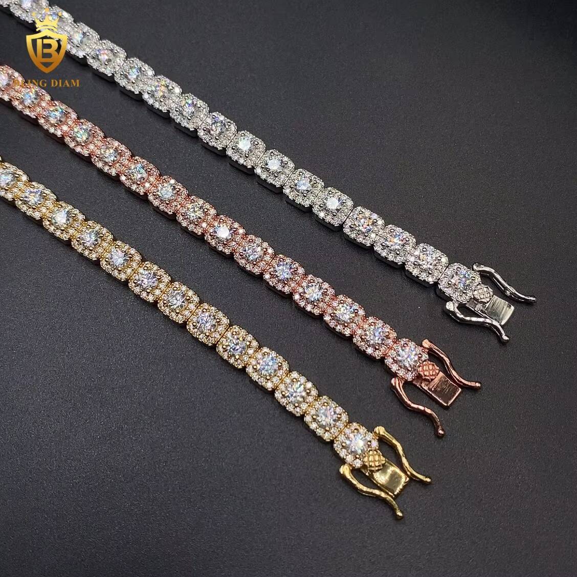 Wholesale Price Moissanite Bracelet Tennis Chain VVS Round Brilliant Cut Moissanite Bracelet 925 Sterling Silver Fashion Jewelry