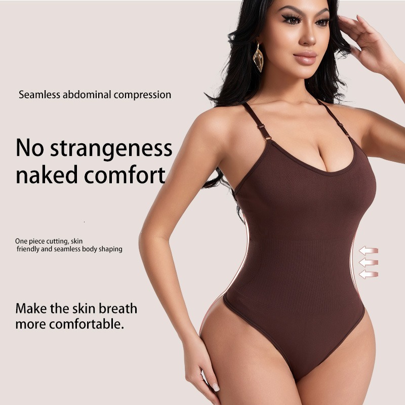 Sculpting Bodysuit Seamless Shapewear Fashion Exquisite Sculpting Bodysuit Body Shaping Vest Back Strap Thong Hook One-Piece Postpartum Waist Trainer 