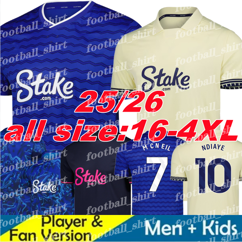 25 26 BRANTHWAITE Soccer Jerseys DANJUMA CALVERT-LEWIN 2025 2026 MYKOLENKO PICKFORD TARKOWSKI COLNMAN 92 94 1995 97 99 Retro football kit Training men kids shirt