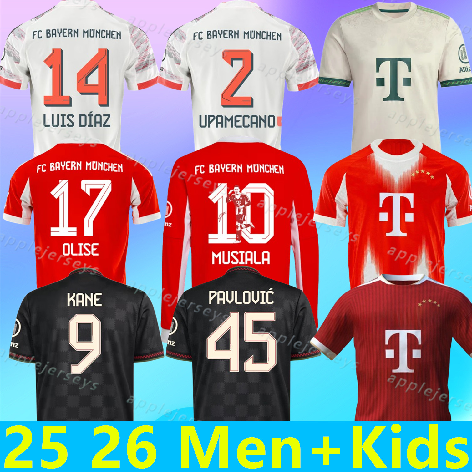 2025 2026 2027 KANE OLISE soccer jerseys Anniversary MUSIALA BAYERNS MUNICH SANE KIMMICH UPAMECANO MULLER LUIS DIAZ 25 26 27 football shirt DAVIES KARL Men Kid kits