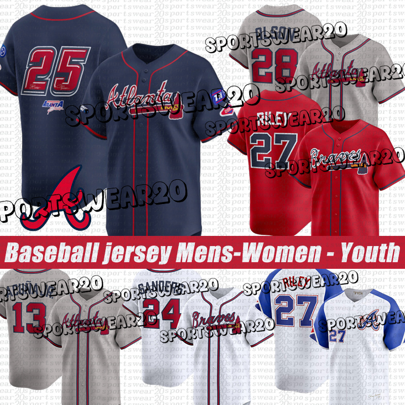 Atlantas Jerseys Braves jersey 13 Ronald Acuna Jr. 1 Ozzie Albies Chris Sale Austin Riley Matt Olson Jarred Kelenic Bryce Elder Spencer Strider Baseball Jerseys