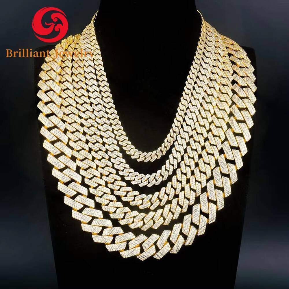 100Pass Tester VVS Moissanite Diamond 925 Silver Necklace Chain Hip Hop Iced Out Moissanite Cuban Chain Cuban Bracelet Chain