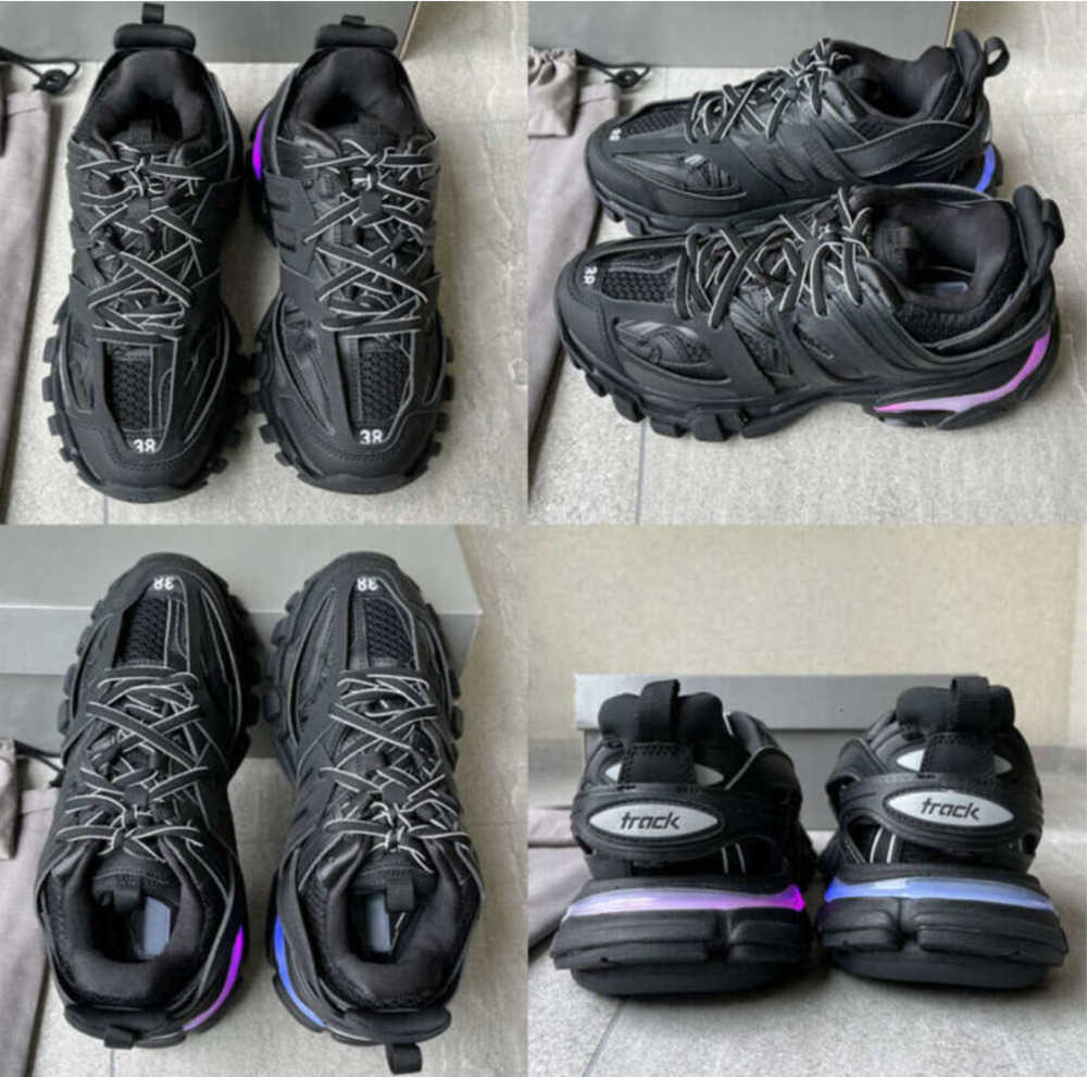 Womens Mens designer Casual Shoe Track LED Sneaker Light Grey Blue Gomma leather black pink Trainer Nylon Printed Platform for Men 3 30 Trainers Shoes TPrr