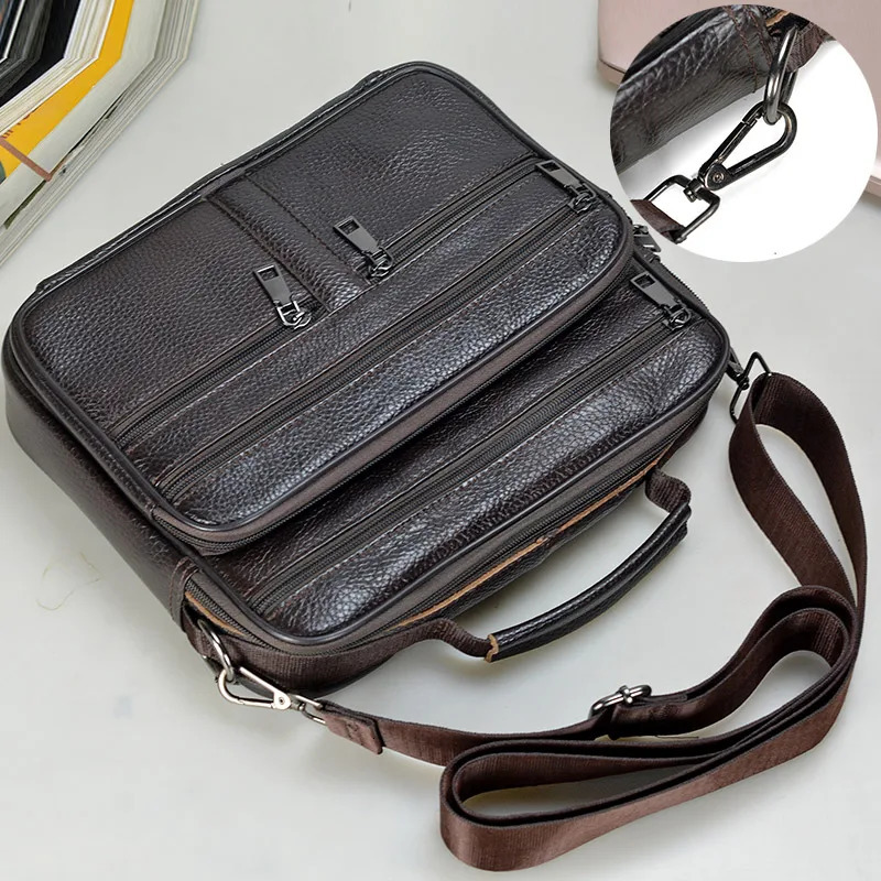 Arrival Men Shoulder Bag Mens Genuine Leather Messenger Bag Boy Coffee Middle Size Handbags Tote Natural Skin Men Briefcase 260112