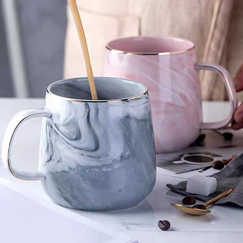 New Pearl glaze gold handle mugfashion coffee cup advanced mug rainbow glazed ceramic cupsimple Nordic teacup Drinkware gift Y251119