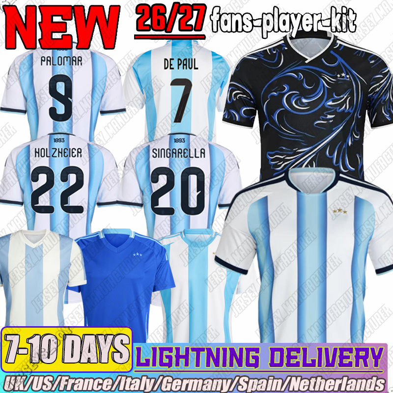 Argentinas Jersey 2026 MAC ALLISTER ALVAREZ FERNANDEZ 2025 football shirt ROMERO PAZ SIMEONE ALMADA GONZALEZ SENESI DE PAUL man kids kit fans player