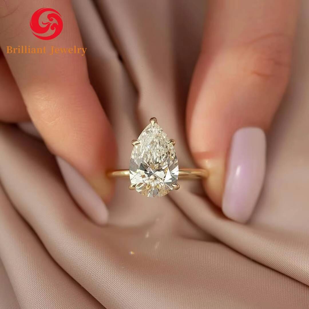 Pass Diamond Tester D VVS1 Mossanite 18k Gold 2ct Round Emerald Radiant Oval Pear Cut Solitary GRA Moissanite Ring