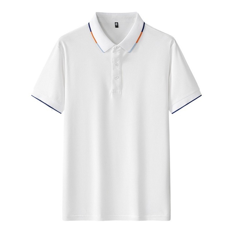 Ice Silk Men's Summer Trend Solid Color Cultural Top Business Short Sleeve T-Shirt Polo Shirt Workwear