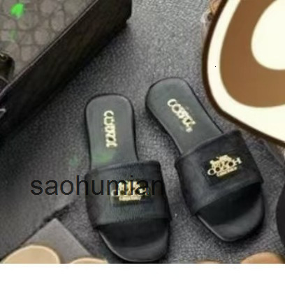 25 C New British Style Low Heel Flat Comfortable SlipOn Solid Color Versatile Casual Style coacher coachs coachshoe coacher coachs slides sandals coachshoes 3PM7
