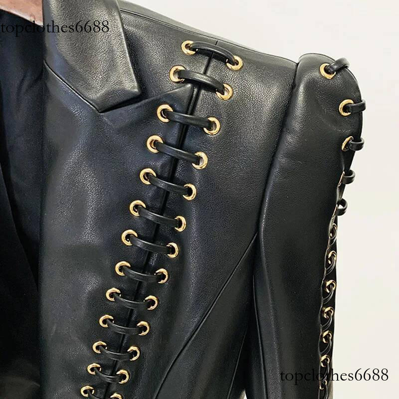 Purchasing 2026 Designer's New Fashionable Chicken Eye Tie Rope Slim Fit Leather Suit Jacket, Luxury leather jacket Coat