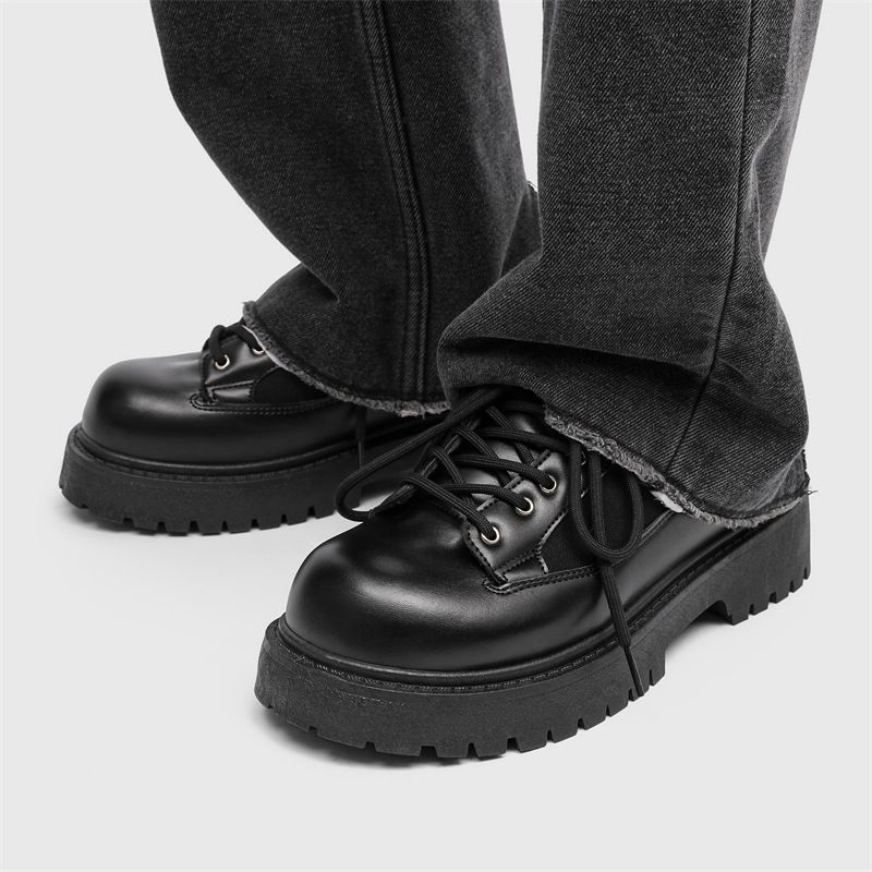 Free shipping Dad's shoes with velvet new spring and autumn versatile sponge cake thick sole height increasing Elegant black