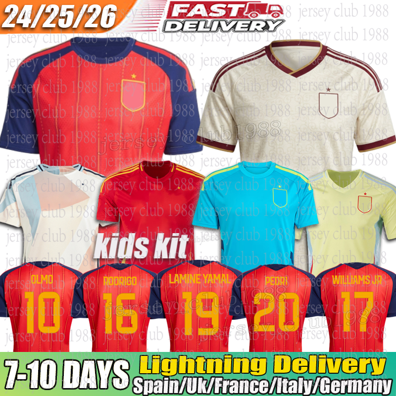 Spain jersey Rodri Lamine Yamal Soccer Jersey Joselu Carvajal Pedri Ferran Olmo Zubimendi Espana jersey 2026 WILLIAMS National Football Shirt Kids Kits 24 25 2026