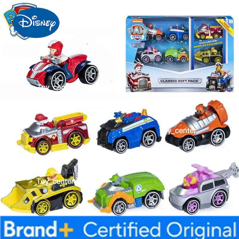 Disney 100% Original 6PCS/set Paw Patrol True Metal Classic Collectible Die-Cast 1:55 Scale Ryder Figure Toy Birthday Gift H260113