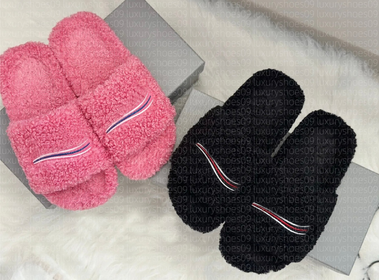 Women Fur Slides Furry Slippers Designer Mules Fall Winter Homewear Slide Men Footwear Paris Luxury Comfortable Fuzzy Flip Flop Fluffy Wool