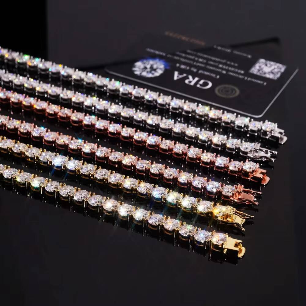Hip Hop 20mm-65mm 925 Silver VVS Moissanite Tennis Chain Necklaces Luxury Men Women Tennis Chain Necklace Bracelet