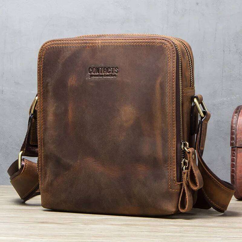 Luxury shoulder bag handbag Hobo CONTACT S genuine leather men's messenger retro mini high-quality men's crossbody bag SENYY