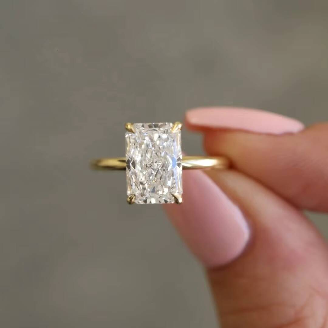 Custom 14k 18k Gold Engagement Solitaire Ring 3ct 5ct Radiant Diamonds HPHT CVD Lab Grown Diamond Wedding Rings