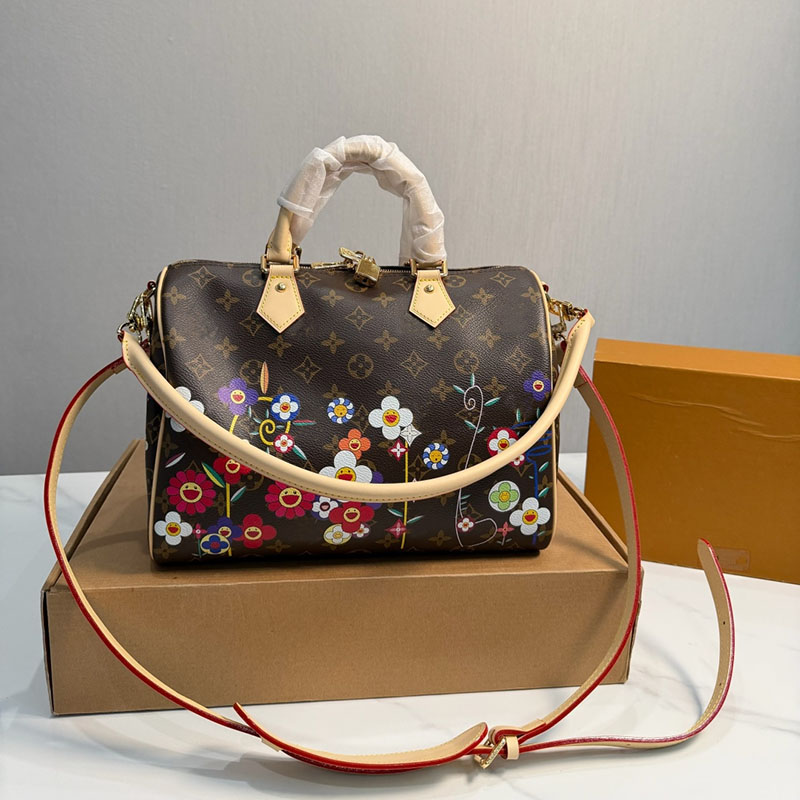 Shoulder Bags Murakami denim Leather Hand-held Boston bagWomen Designer Leather Handbag Women single-shoulder Crossbody Bag Luxury Bag Source Factory A33