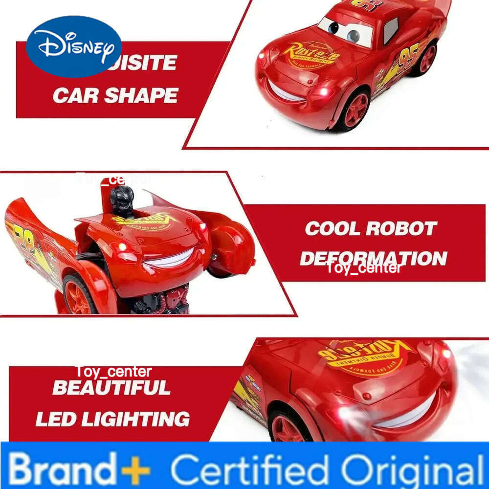 Disney 2in1 Lightning Mcqueen Remote Control Transform Robot Rc Deformation Car Anime Model One Button High Speed Kids Toys H260113