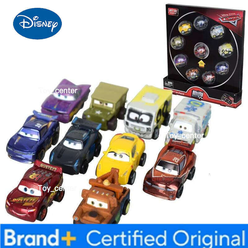 Disney 10pcs Original Pixar Cars 3 Mini Diecasts Toy Vehicles Golden School Bus Miss Fritter Lightning McQueen Metal Car Toys H260113