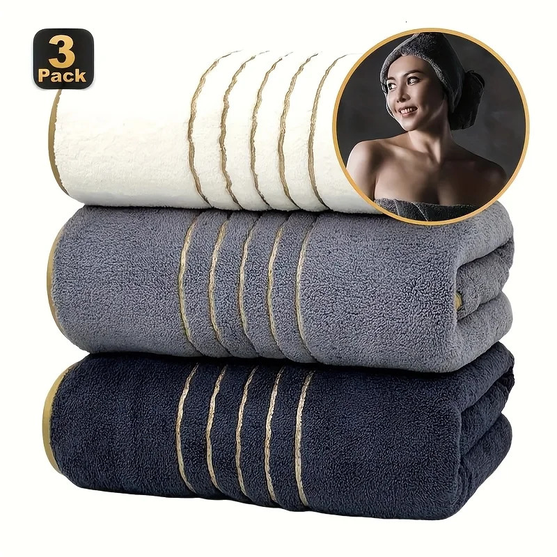 3pcs Ultra-Soft Coral Bath Towel Set Quick-Dry Spa Gym Towels Large Bath Sheets Lightweight Highly Absorbent 260113 - view 6