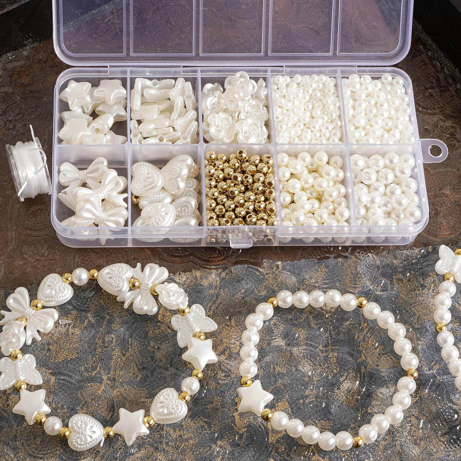 520pcs/box Faux Pearl Beading Kit For DIY Jewelry Making Loose Spacer Beads Bracelet Necklace Earring Accessories Craft Supplies 260106