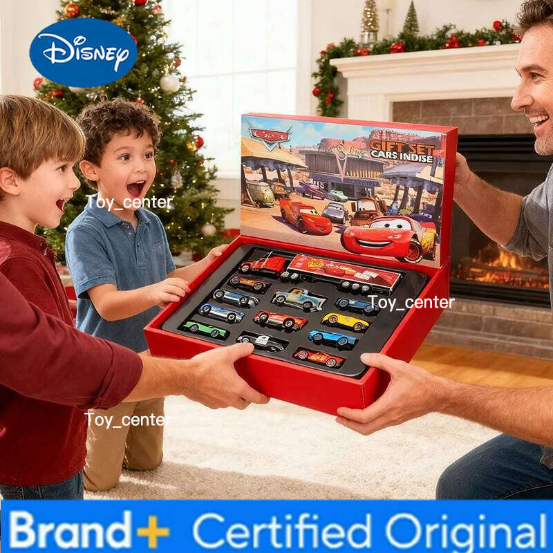 Disney Pixar Cars McQueen Mater Mack Uncle Truck Alloy Diecast 1:55 Model Radiator Springs Town 12 Pcs Car Boxes Gift H260113