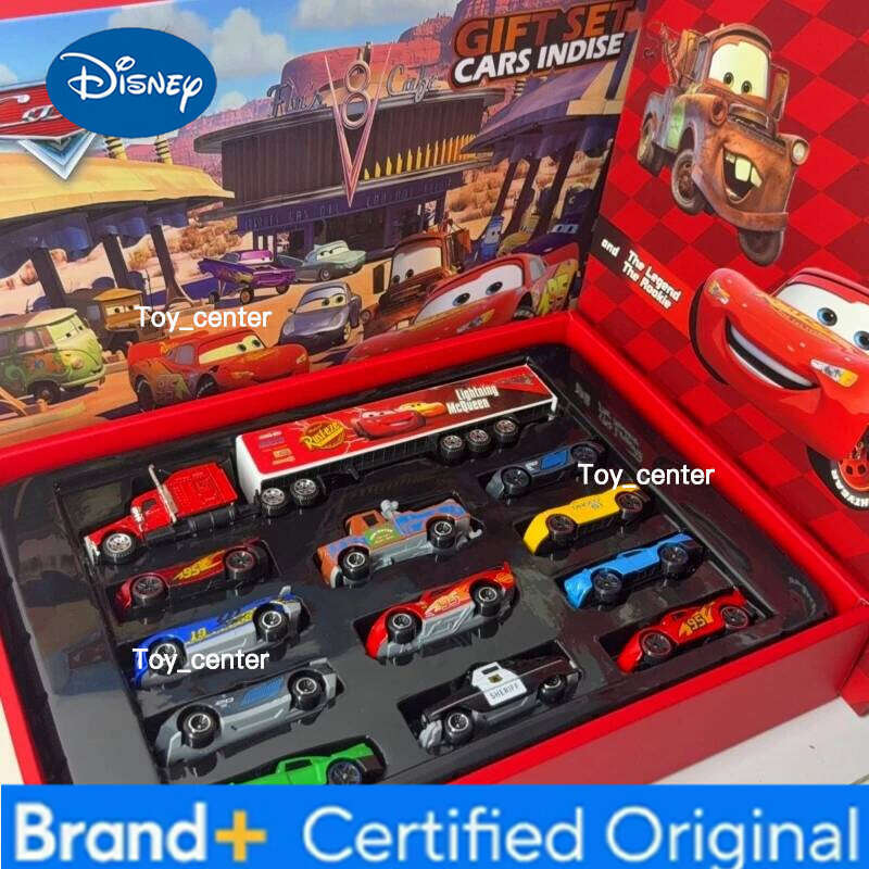 Disney Pixar Cars 12Pcs Metal Diecast Models Lightning McQueen Jackson Uncle Truck Toy Gift Box for Kids Birthday H260113