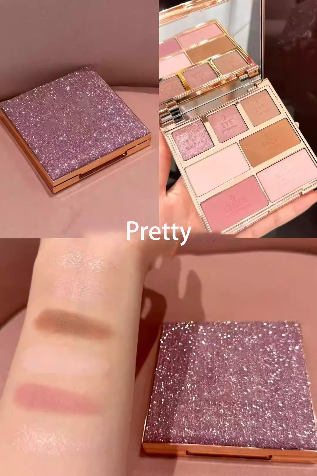 Hollywood Palette 22g Eyeshadow Blush Highlighter 5 Minute Instant Face Eye Beauty Makeup 2Colors Pretty Dreamy Bronzed Glowing Eyes Cheek Matte Face 