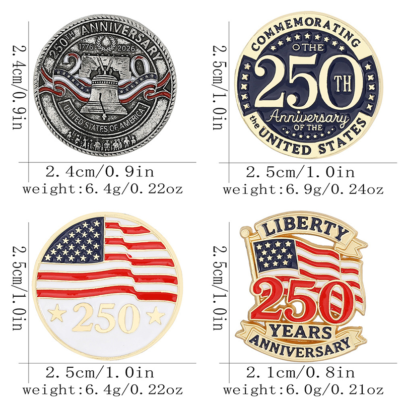 Commemorative Brooch for The 250th anniversary Of the Founding of The United States; Veterans' Commemorative Badge 27