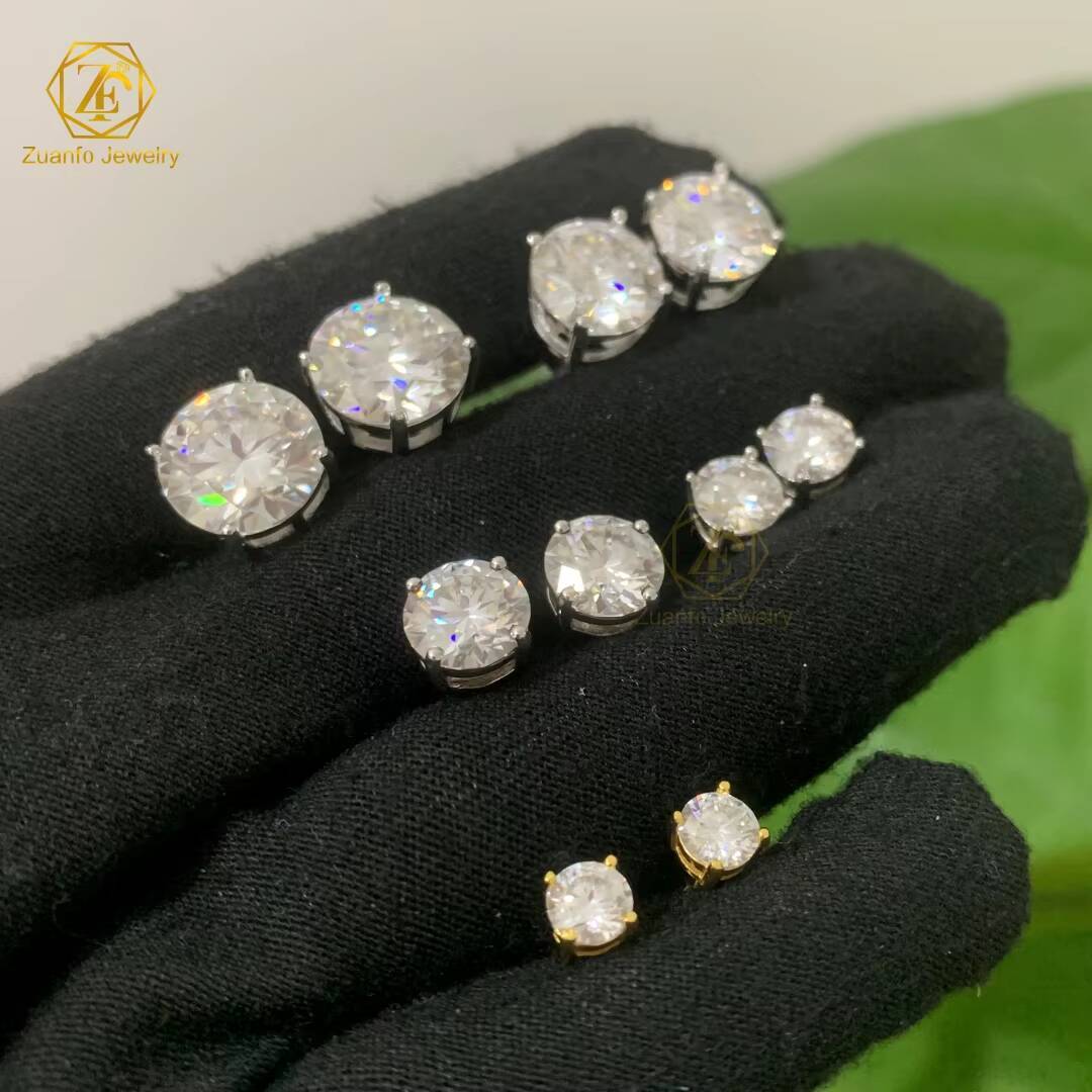 01-4ct Moissanite 3mm 5mm 65mm 10mm D Color 925 Sterling Silver 4 Prong Classic Stud Earrings for Women Men