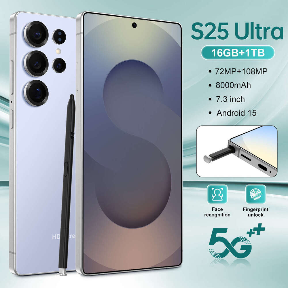 Famous brand cross-border new product S25 Ultra built-in pen Android phone 7.3-inch all-in-one machine 16+1T perforated screen in stock CKS