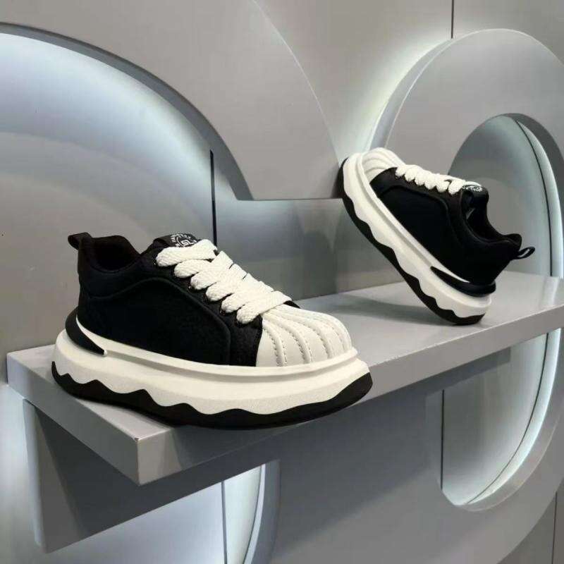 Niche Fashion Breathable Sports White Men's Sneakers Student Shell Toe Thick Sole Height Increasing Casual Shoes Versatile Low Top